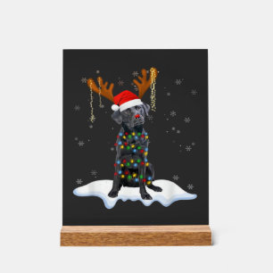 Black Lab Labrador Christmas Tree Light Pajama Dog Acrylic Sign
