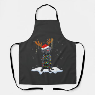 Black Lab Labrador Christmas Tree Light Pajama Dog Apron