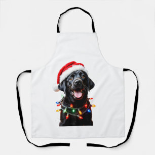 Black Lab Labrador Christmas Tree Light Pajama Dog Apron