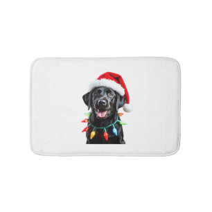 Black Lab Labrador Christmas Tree Light Pajama Dog Bath Mat