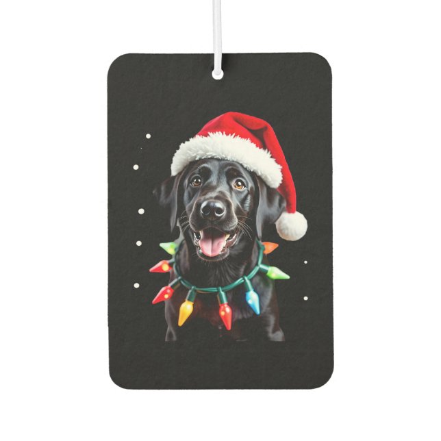 Black Lab Labrador Christmas Tree Light Pajama Dog Car Air Freshener (Front)