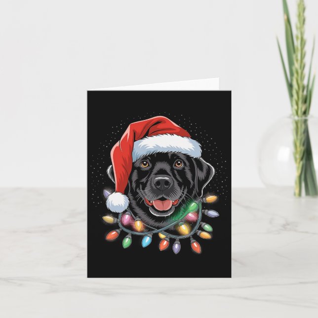 Black Lab Labrador Christmas Tree Light Pajama Dog Card (Front)