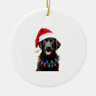 Black Lab Labrador Christmas Tree Light Pajama Dog Ceramic Ornament