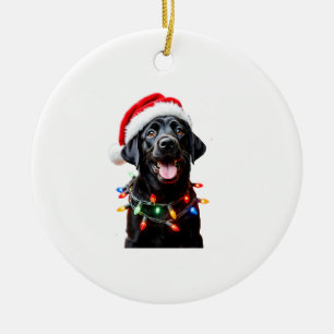 Black Lab Labrador Christmas Tree Light Pajama Dog Ceramic Ornament