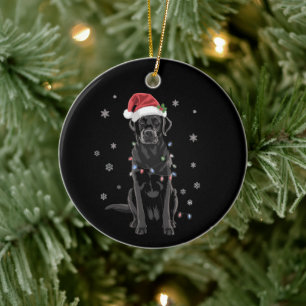 Black Lab Labrador Christmas Tree Light Pajama Dog Ceramic Ornament