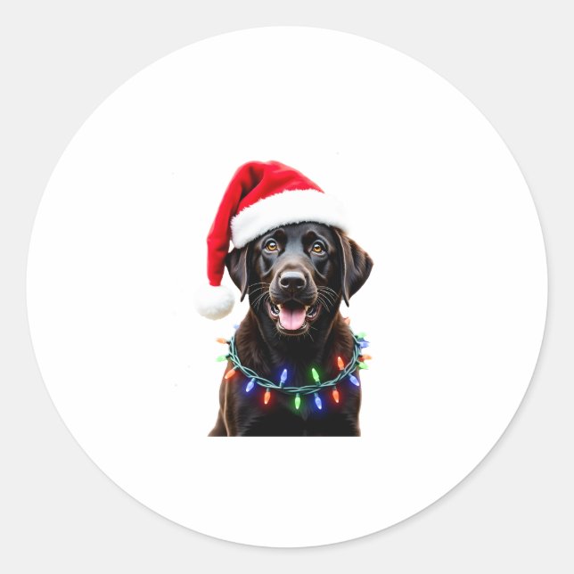 Black Lab Labrador Christmas Tree Light Pajama Dog Classic Round Sticker (Front)
