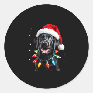 Black Lab Labrador Christmas Tree Light Pajama Dog Classic Round Sticker