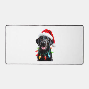 Black Lab Labrador Christmas Tree Light Pajama Dog Desk Mat