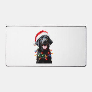 Black Lab Labrador Christmas Tree Light Pajama Dog Desk Mat
