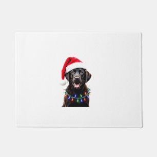 Black Lab Labrador Christmas Tree Light Pajama Dog Doormat