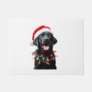 Black Lab Labrador Christmas Tree Light Pajama Dog Doormat