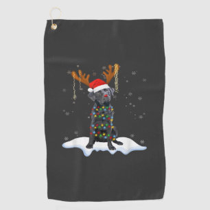 Black Lab Labrador Christmas Tree Light Pajama Dog Golf Towel