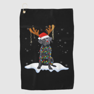 Black Lab Labrador Christmas Tree Light Pajama Dog Golf Towel