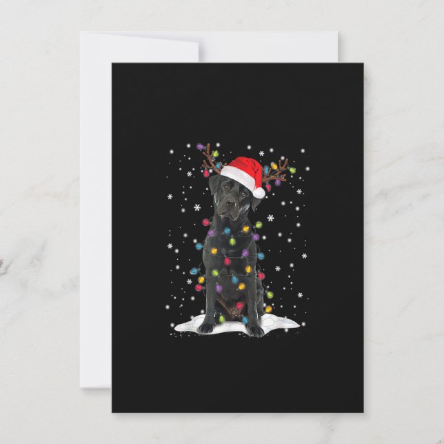 Black Lab Labrador Christmas Tree Light Pajama Dog Invitation (Front)