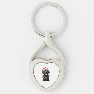 Black Lab Labrador Christmas Tree Light Pajama Dog Key Ring