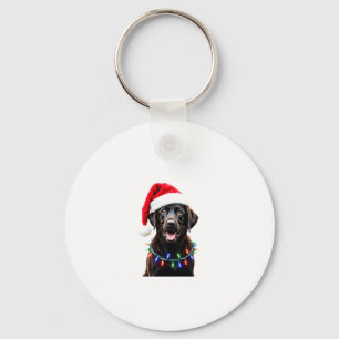 Black Lab Labrador Christmas Tree Light Pajama Dog Key Ring