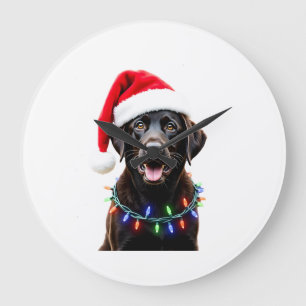 Black Lab Labrador Christmas Tree Light Pajama Dog Large Clock