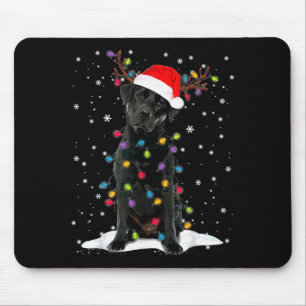 Black Lab Labrador Christmas Tree Light Pajama Dog Mouse Pad
