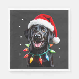 Black Lab Labrador Christmas Tree Light Pajama Dog Napkin