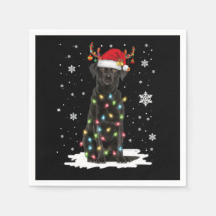 Black Lab Labrador Christmas Tree Light Pajama Dog Napkin