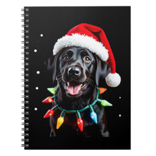 Black Lab Labrador Christmas Tree Light Pajama Dog Notebook