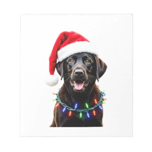 Black Lab Labrador Christmas Tree Light Pajama Dog Notepad
