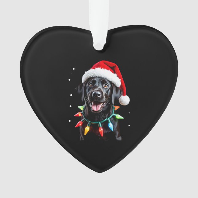 Black Lab Labrador Christmas Tree Light Pajama Dog Ornament (Front)
