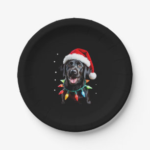 Black Lab Labrador Christmas Tree Light Pajama Dog Paper Plate
