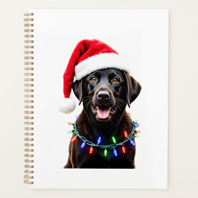 Black Lab Labrador Christmas Tree Light Pajama Dog Planner (Front)