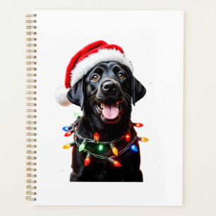 Black Lab Labrador Christmas Tree Light Pajama Dog Planner