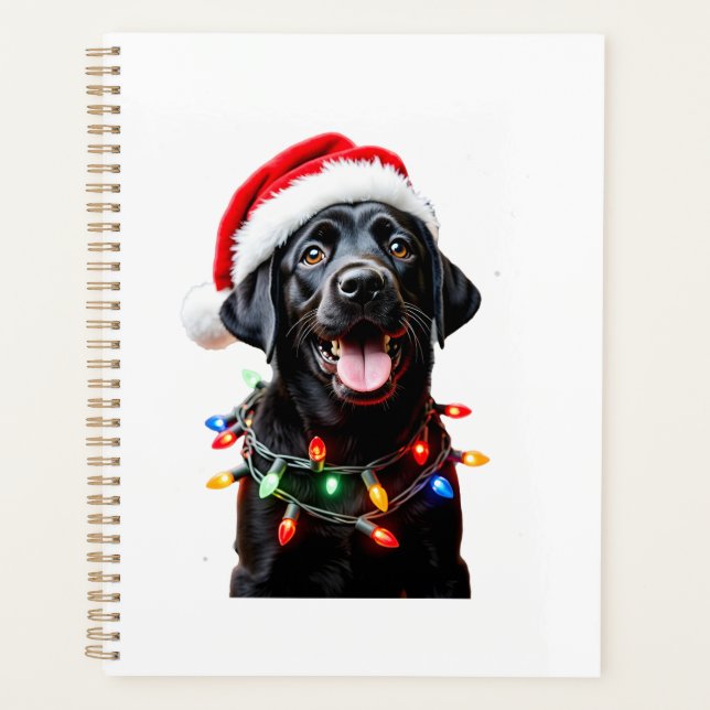 Black Lab Labrador Christmas Tree Light Pajama Dog Planner (Front)
