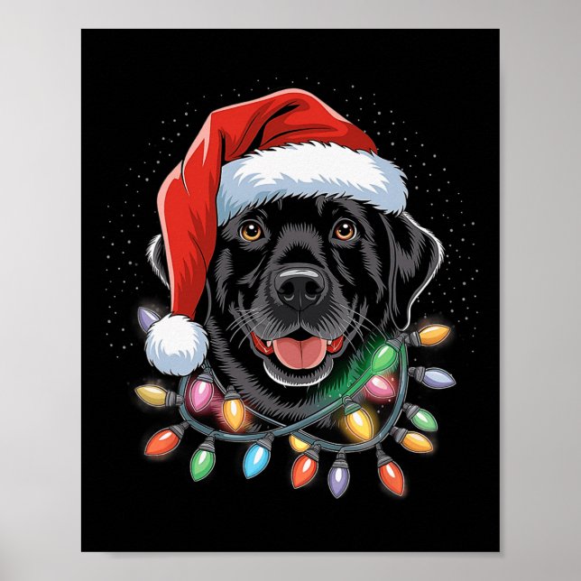 Black Lab Labrador Christmas Tree Light Pajama Dog Poster (Front)