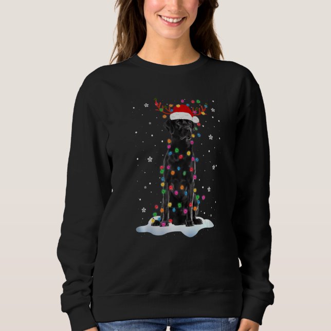 Black Lab Labrador Christmas Tree Light Pajama Dog Sweatshirt (Front)