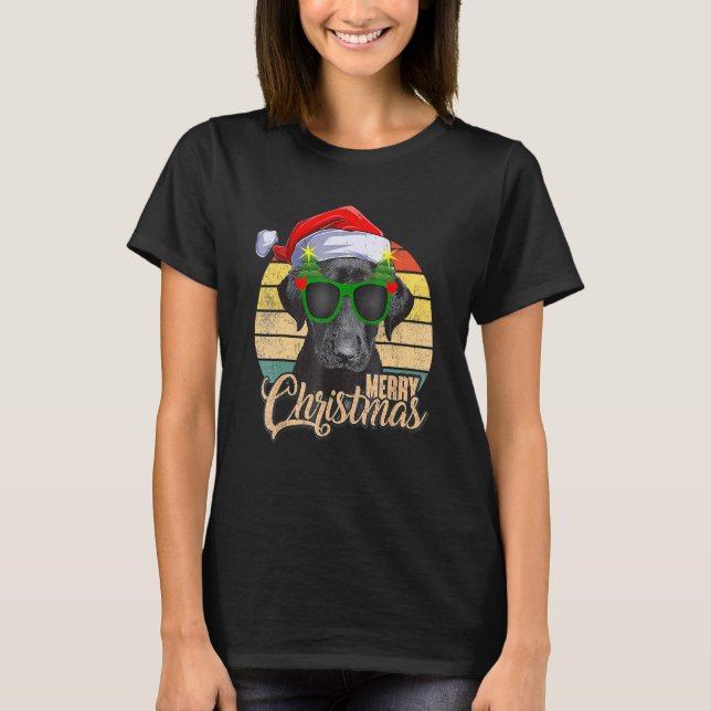 Black Lab Labrador Christmas Tree Light Pajama Dog T-Shirt (Front)