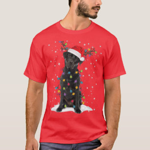 Black Lab Labrador Christmas Tree Light Pajama Dog T-Shirt