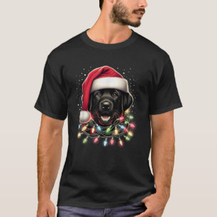Black Lab Labrador Christmas Tree Light Pajama Dog T-Shirt