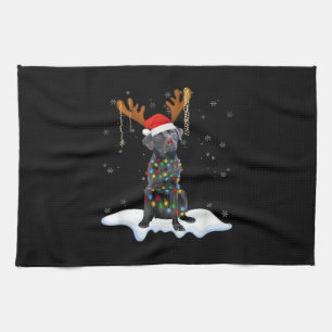 Black Lab Labrador Christmas Tree Light Pajama Dog Tea Towel
