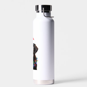 Black Lab Labrador Christmas Tree Light Pajama Dog Water Bottle