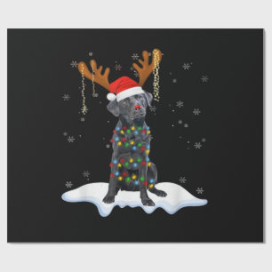 Black Lab Labrador Christmas Tree Light Pajama Dog Wrapping Paper