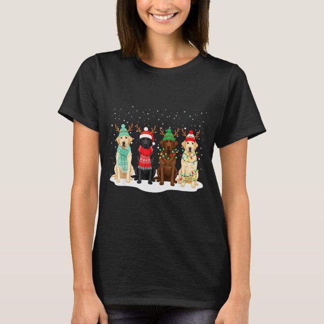 Black Lab Labrador Dog Christmas Crew Matching Fam T-Shirt (Front)