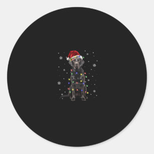 black lab labrador dog christmas lights xmas santa classic round sticker