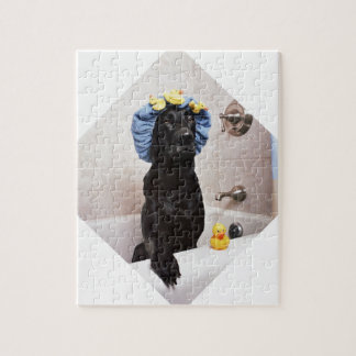 Black Lab Labrador Dog Funny Bath Time Jigsaw Puzzle