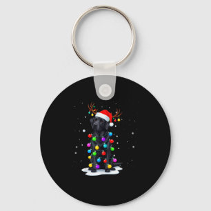 Black Lab Labrador Dog Funny Christmas Lights Rein Key Ring