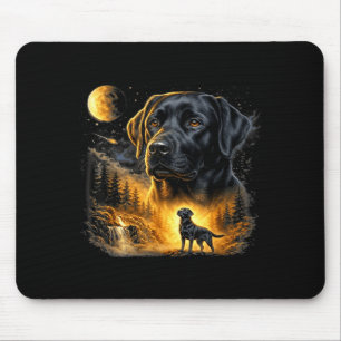 Black lab labrador howling to the moon vintage dog mouse pad