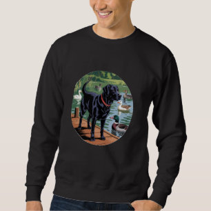 Black Lab, Labrador hunting dog with ducks and wat Sweatshirt