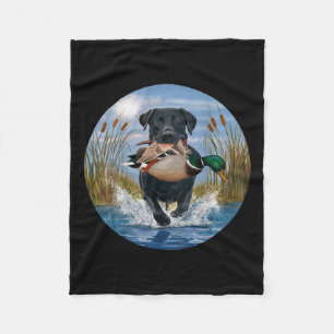Black Lab Labrador Hunting Ducks Waterfowl Yellow  Fleece Blanket