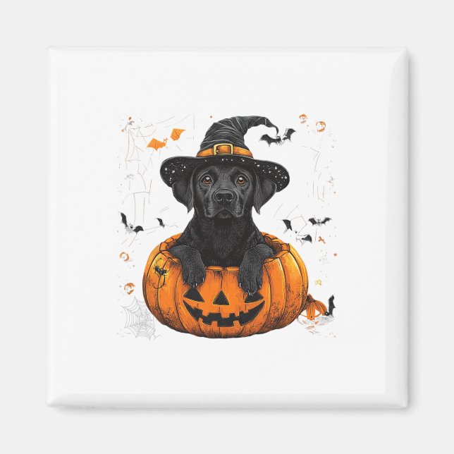 Black Lab Labrador Pumpkin Halloween Thanksgiving  Magnet (Front)