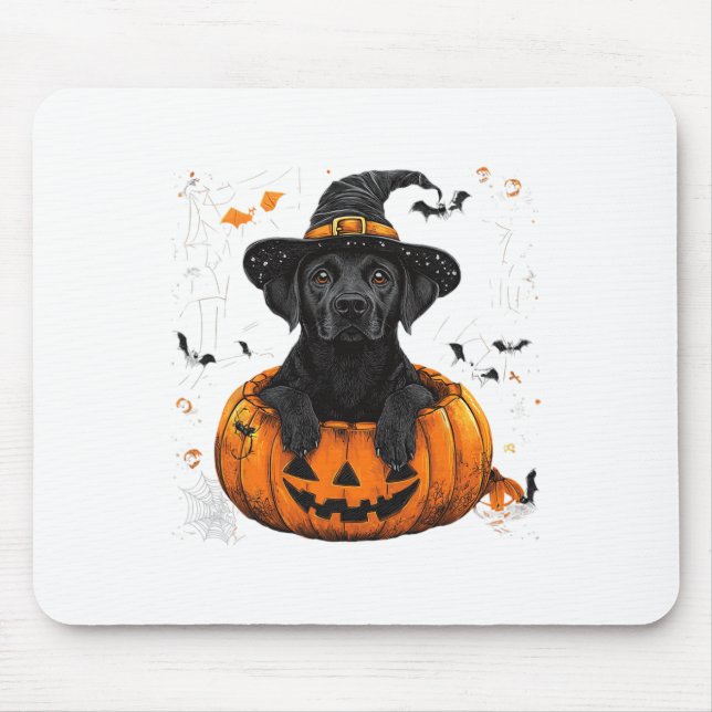 Black Lab Labrador Pumpkin Halloween Thanksgiving  Mouse Pad (Front)