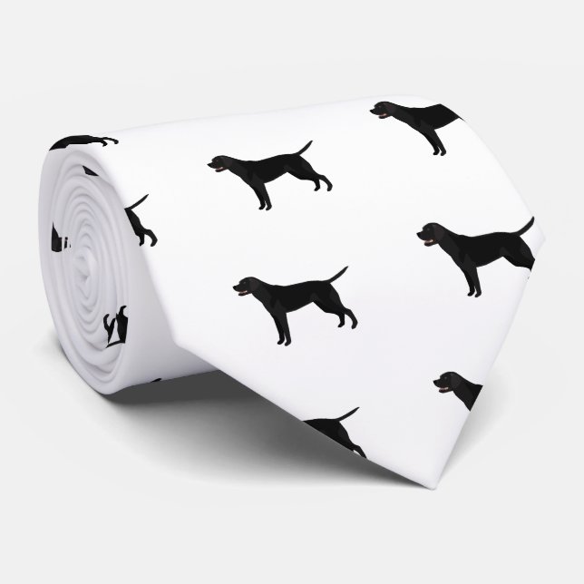 Black Lab - Labrador Retriever Breed Silhouette Tie (Rolled)
