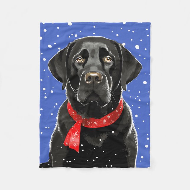 Black Lab Labrador Retriever Holiday Dog Breed Fleece Blanket (Front)